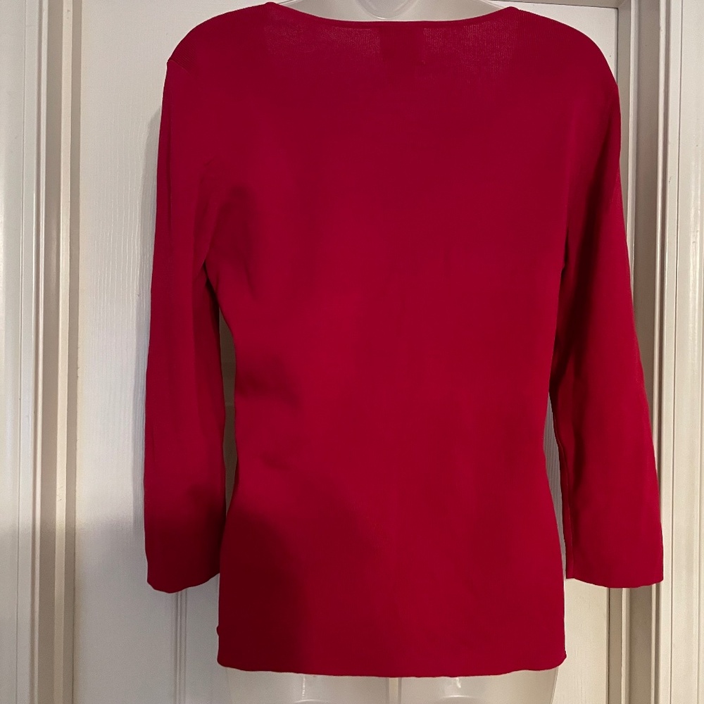 Ruby Rd. Bedazzled Red Sexy Bedazzled  sweater-top, size L - Picture 4 of 7